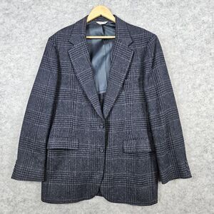 Traditionalist Goldsmith's Men's Size 42L 100% Wool Dark Gray Windowpane Blazer‎